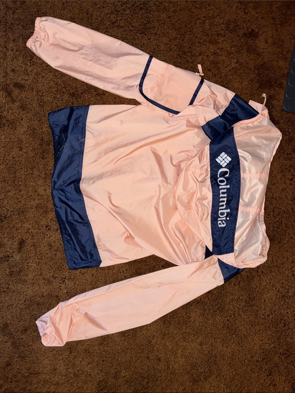 Columbia Packable Windbreaker - Light Pink & Navy Trim